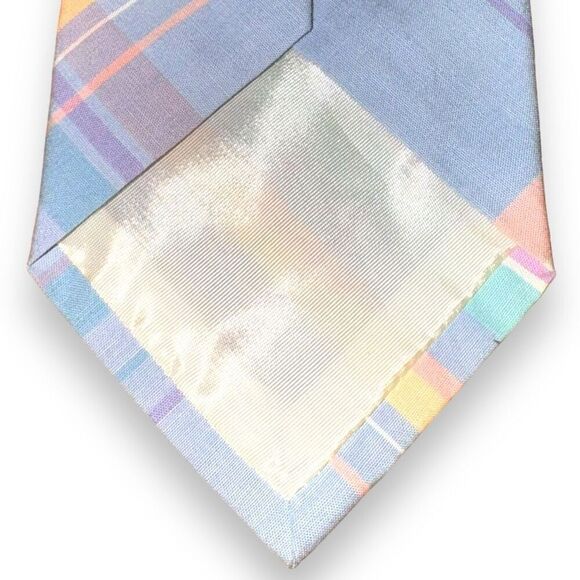 70s Pendleton Pastel Check Cotton Neck Tie - Picture 4 of 6